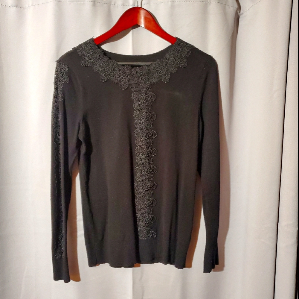 Black Sweater with Embroidery Detail